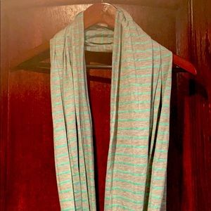 Gray with green stripes infinity scarf